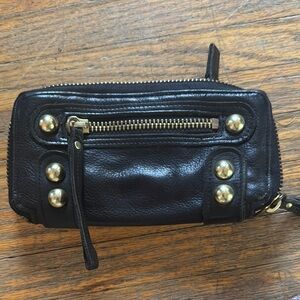 Linea Pelle Black Leather Women's Bag with Gold Accents